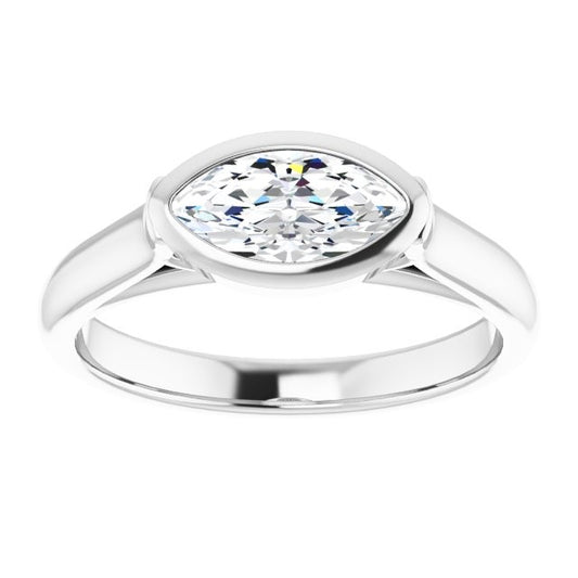 Devin's Pick - Bezel Set East West Solitaire Marquis Diamond Engagement Ring