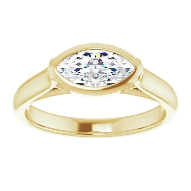 Devin's Pick - Bezel Set East West Solitaire Marquis Diamond Engagement Ring