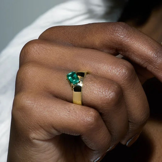 Hailey's Pick - Asymmetrical Emerald Cut Solitaire Engagement Ring