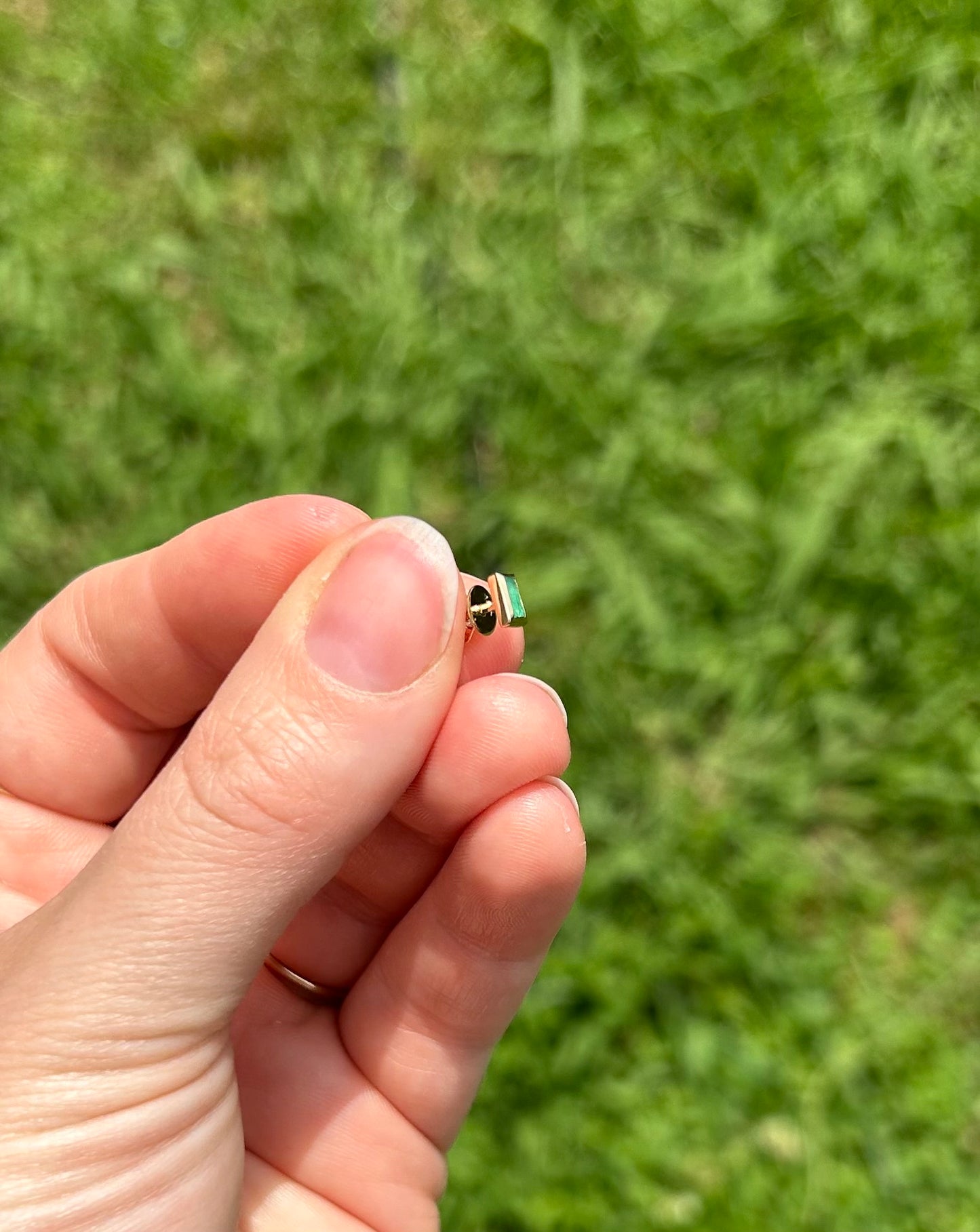 Emerald Baguette Studs