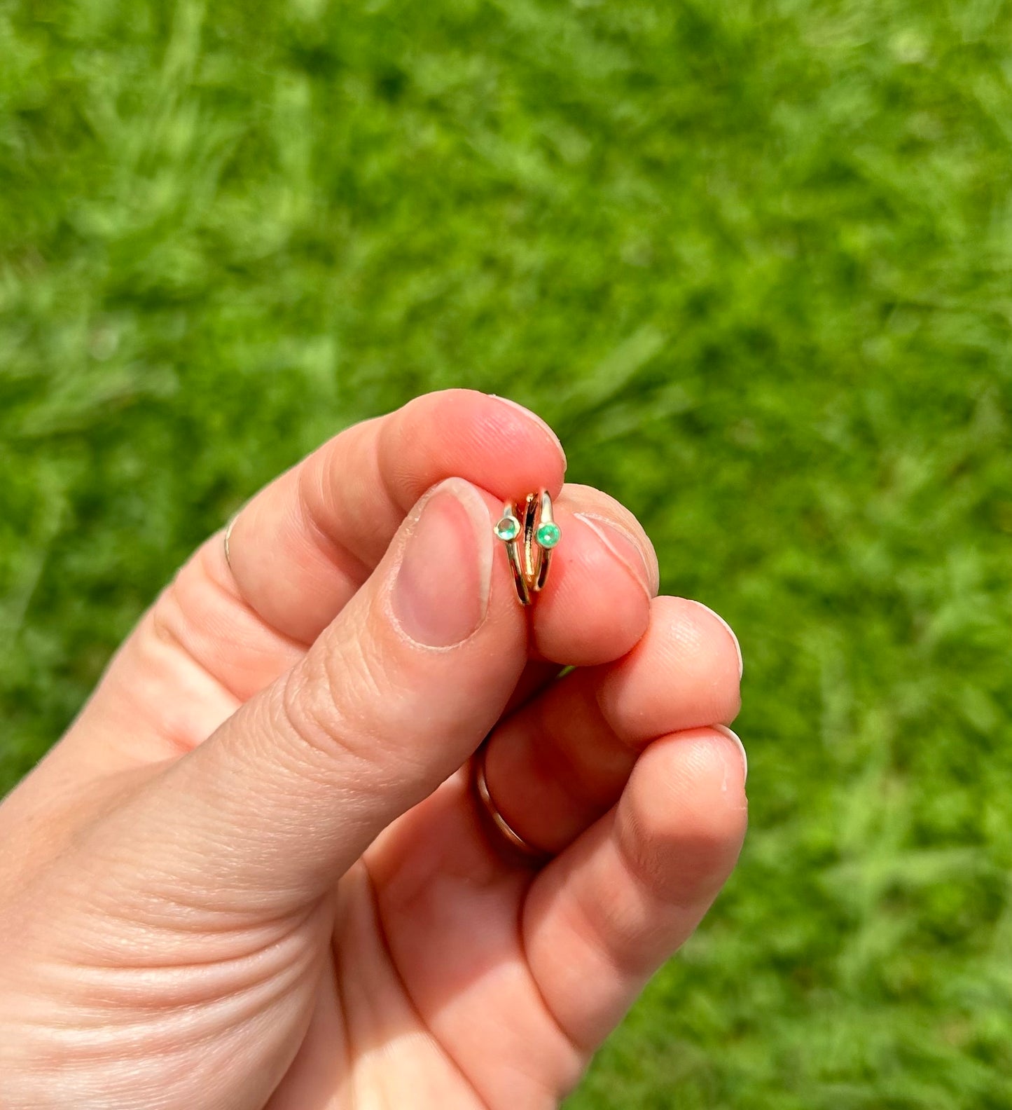 Emerald Baguette Studs