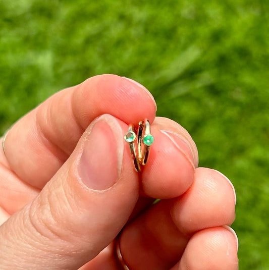 Emerald Bezel Huggies