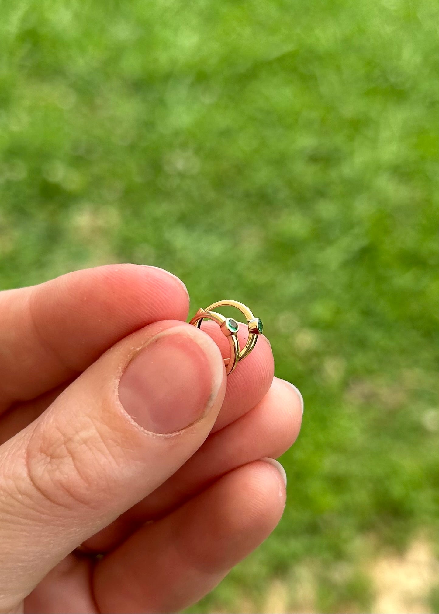 Emerald Bezel Huggies