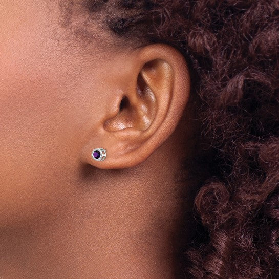 14k Bezel Set Gemstone Studs