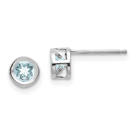 14k Bezel Set Gemstone Studs