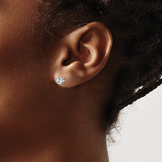 14k Bezel Set Gemstone Studs