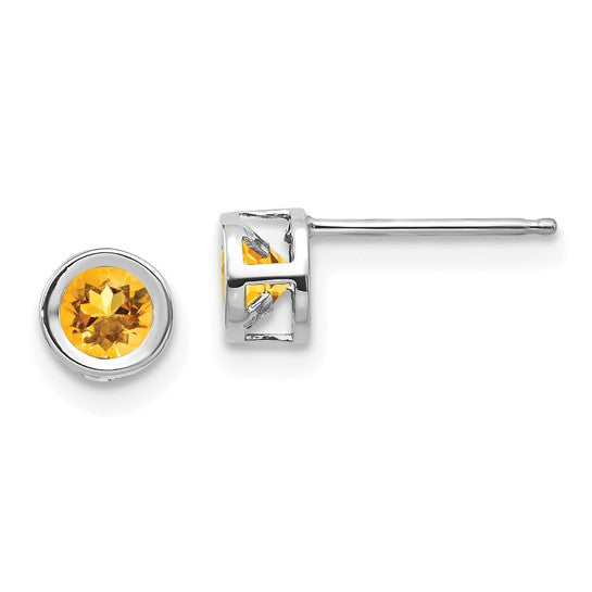 14k Bezel Set Gemstone Studs