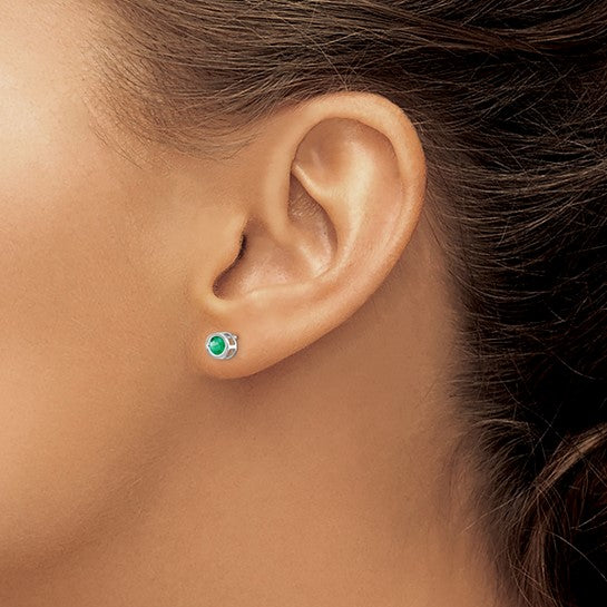 14k Bezel Set Gemstone Studs