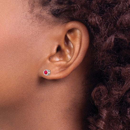 14k Bezel Set Gemstone Studs