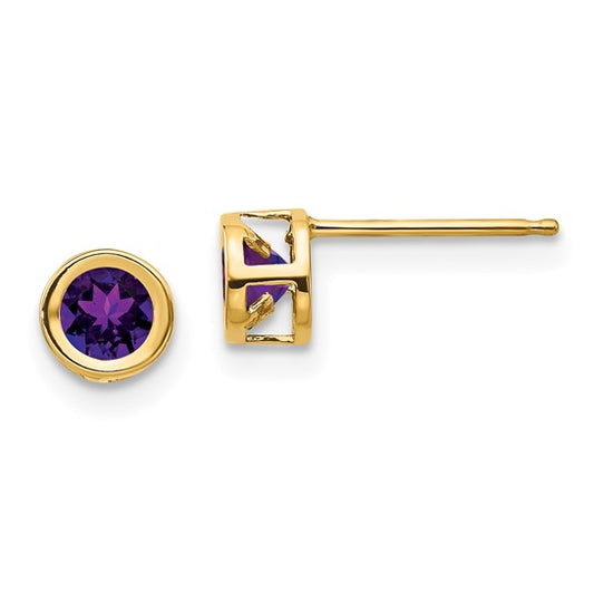 14k Bezel Set Gemstone Studs