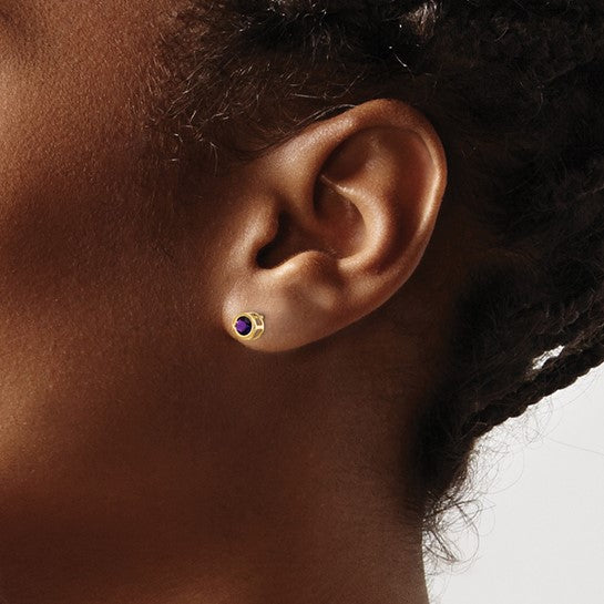 14k Bezel Set Gemstone Studs