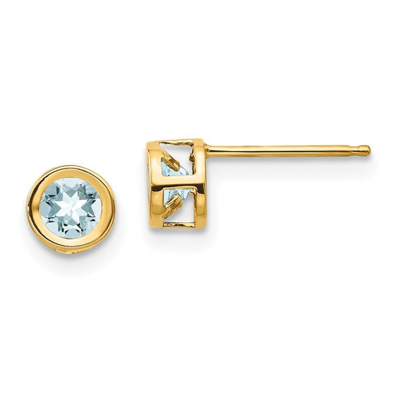 14k Bezel Set Gemstone Studs