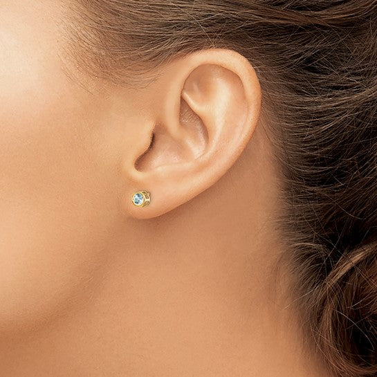 14k Bezel Set Gemstone Studs