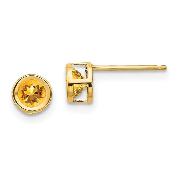 14k Bezel Set Gemstone Studs