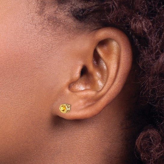 14k Bezel Set Gemstone Studs