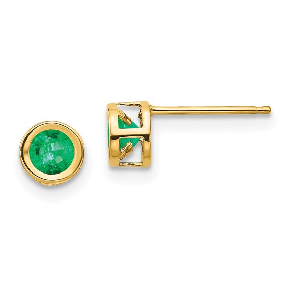 14k Bezel Set Gemstone Studs