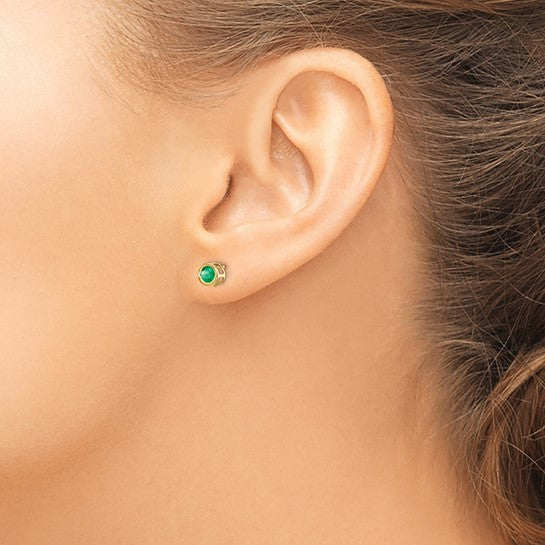 14k Bezel Set Gemstone Studs