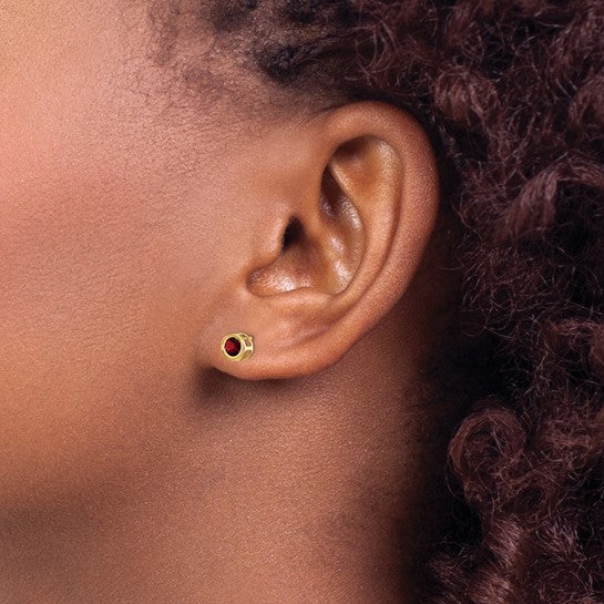 14k Bezel Set Gemstone Studs