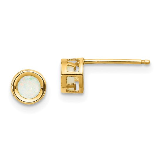 14k Bezel Set Gemstone Studs