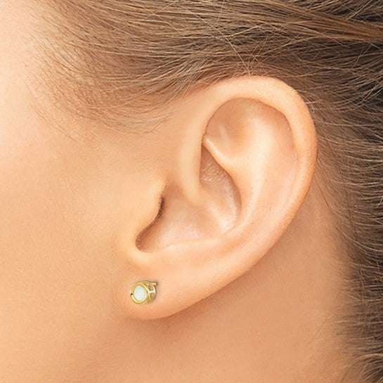 14k Bezel Set Gemstone Studs