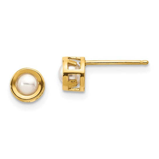 14k Bezel Set Gemstone Studs