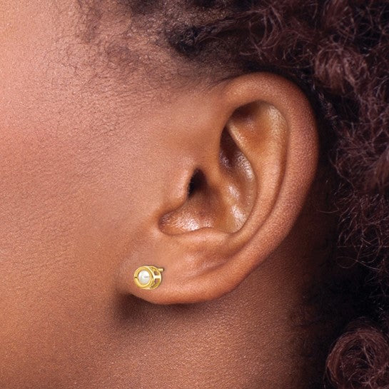 14k Bezel Set Gemstone Studs