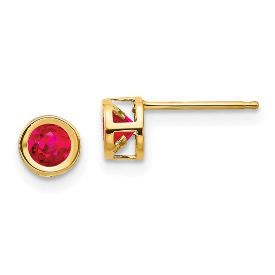 14k Bezel Set Gemstone Studs
