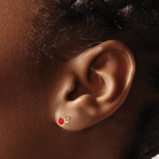 14k Bezel Set Gemstone Studs