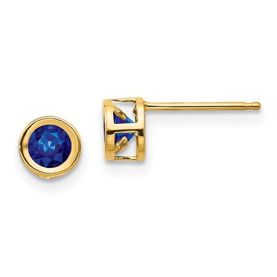 14k Bezel Set Gemstone Studs