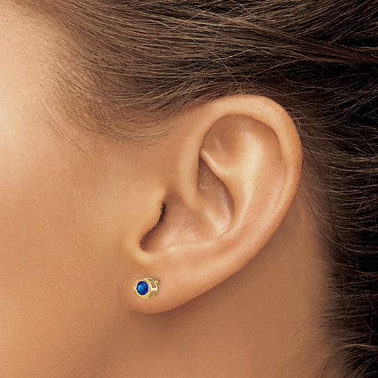 14k Bezel Set Gemstone Studs