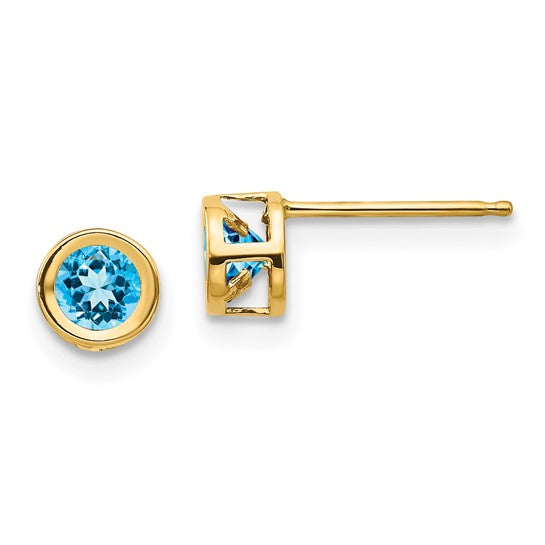 14k Bezel Set Gemstone Studs