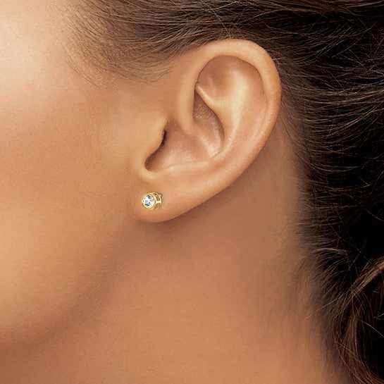 14k Bezel Set Gemstone Studs