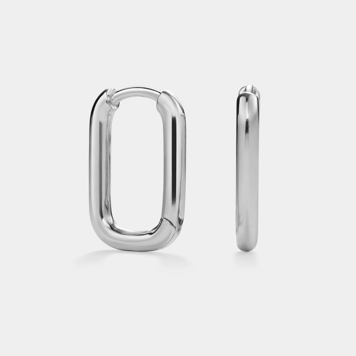Large Rectangular Hoop Earrings in 925 Sterling Silver