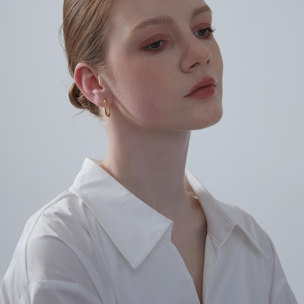 Large Rectangular Hoop Earrings in 925 Sterling Silver
