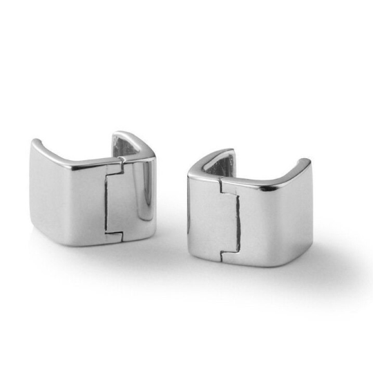 Mini Square Huggie Cuff Stud Earrings in 925 Sterling Silver