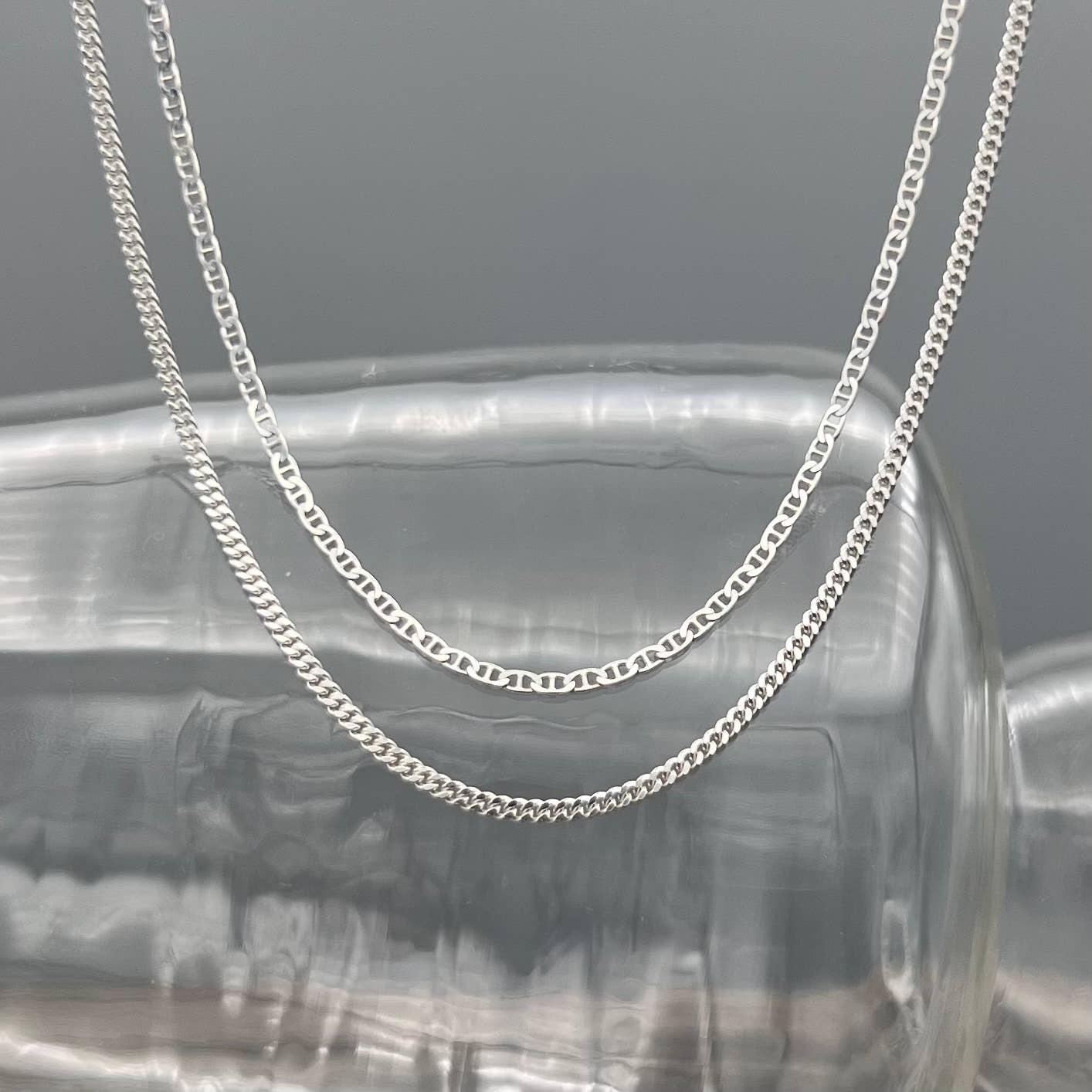 2.1mm スターリングシルバー カーブチェーン