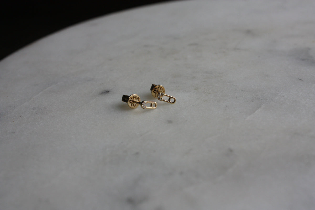 Mini Diamond Safety Pin Studs