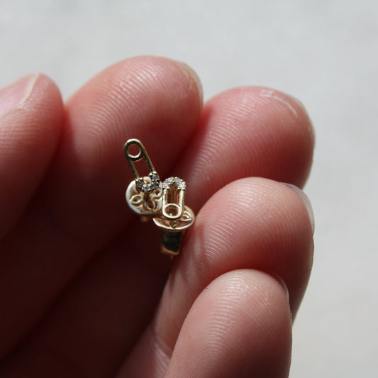 Mini Diamond Safety Pin Studs