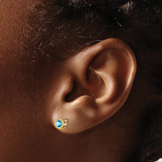 14k Bezel Set Gemstone Studs