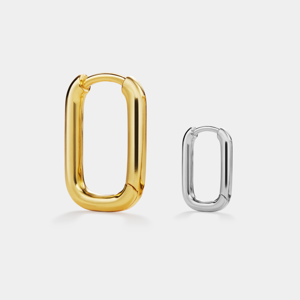 Large Rectangular Hoop Earrings in 925 Sterling Silver